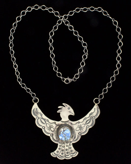 Natural Golden Hill Turquoise Raised Wing Thunderbird Necklace