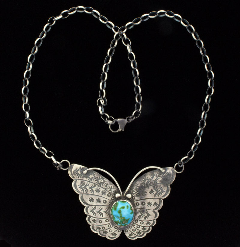 Sonoran Gold Turquoise Butterfly Link Chain Necklace