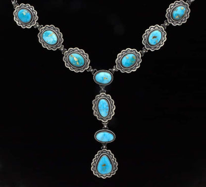 Collier en style lasso en turquoise naturelle de South Hill avec boucles d'oreilles assorties