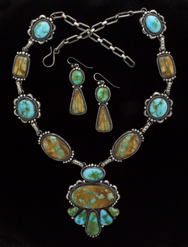 Sonoran Mountain Turquoise & Natural Royston Boulder Turquoise Necklace With Matching Earrings