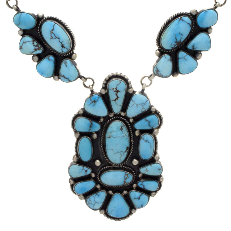 Natural Egyptian Turquoise Cluster Necklace With Matching Earrings