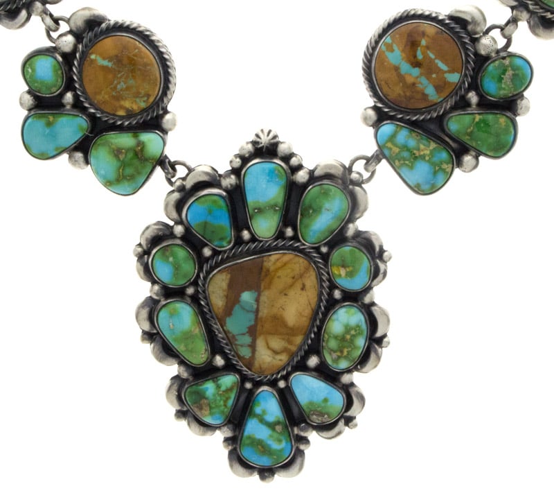 Natural Royston Boulder Turquoise & Sonoran Mountain Turquoise Necklace With Matching Earrings