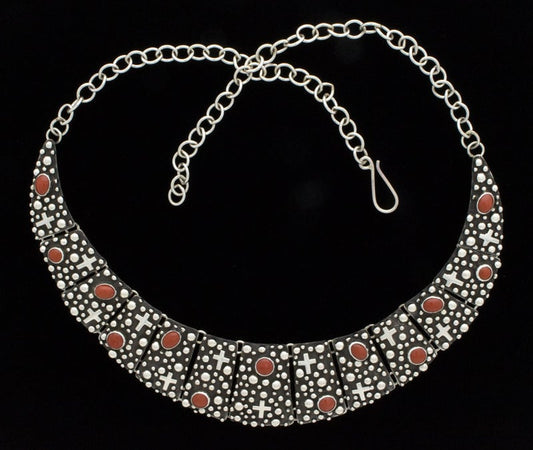 Natural Mediterranean Coral Tab Necklace