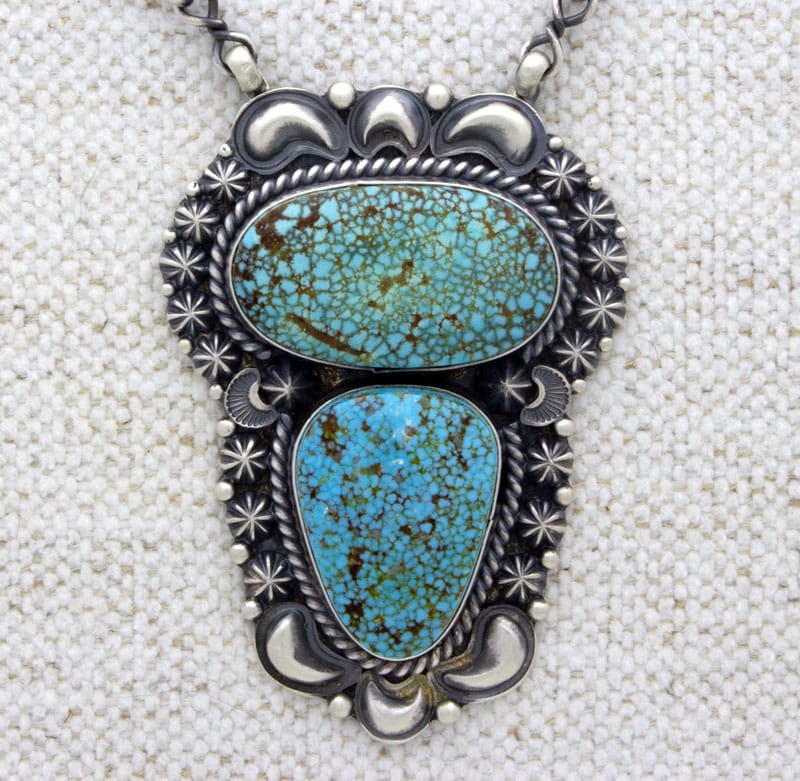 Double-Stacked Natural Kingman Turquoise Link Chain Necklace