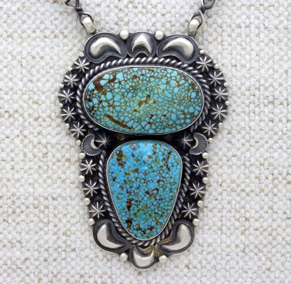 Double-Stacked Natural Kingman Turquoise Link Chain Necklace