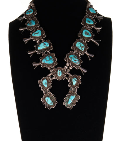 Vintage Turquoise Squash Blossom Necklace