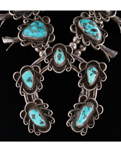 Vintage Turquoise Squash Blossom Necklace