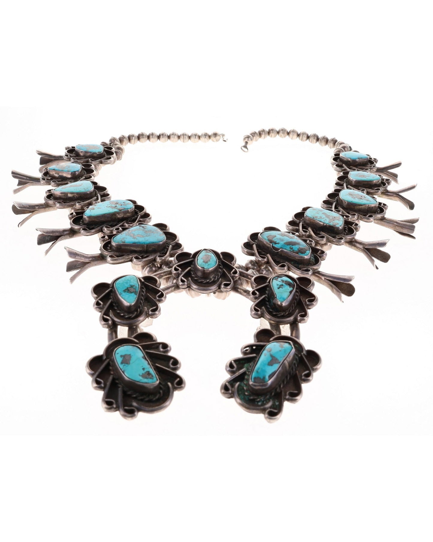 Vintage Turquoise Squash Blossom Necklace