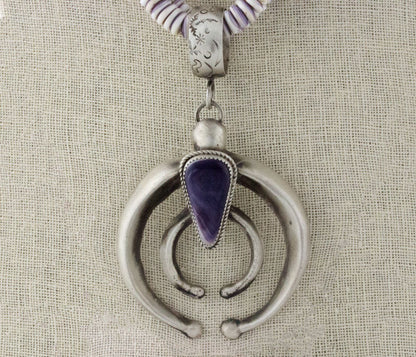 2-Strand Natural Wampum Bead Necklace With Naja Pendant