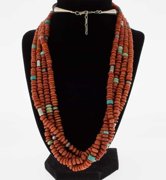 4-Strand High Grade Natural Mediterranean Coral Bead Necklace