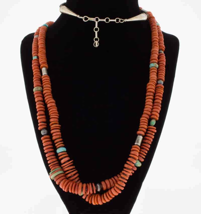 2-Strand High Grade Natural Mediterranean Coral Bead Necklace