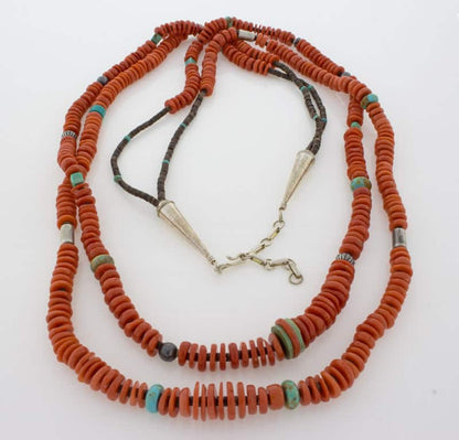 2-Strand High Grade Natural Mediterranean Coral Bead Necklace