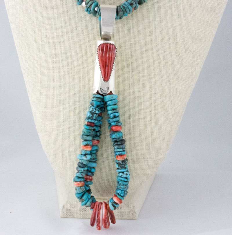 2-Strand Kingman Turquoise Nugget & Red Spiny Oyster Ceremonial Necklace