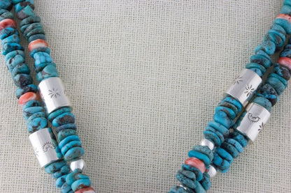 2-Strand Kingman Turquoise Nugget & Red Spiny Oyster Ceremonial Necklace