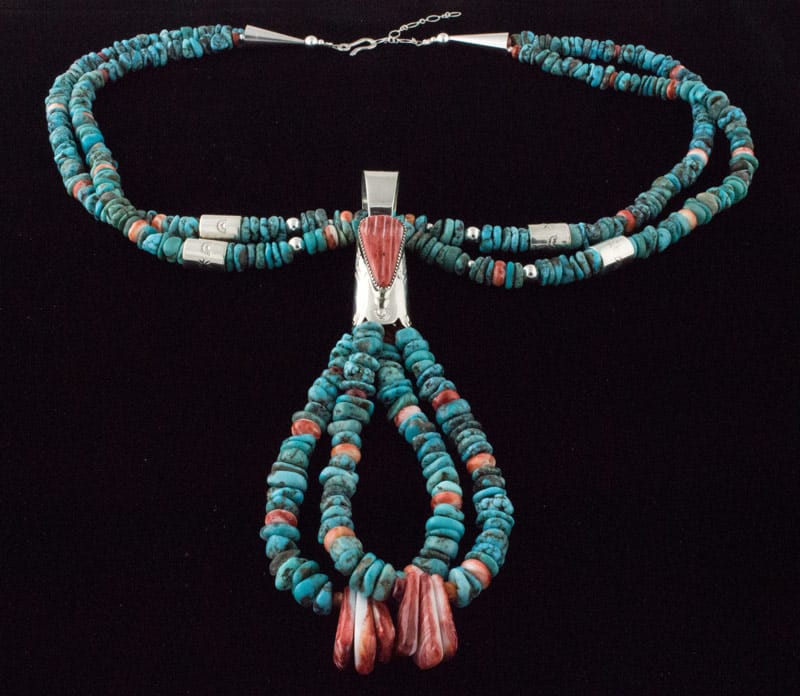 2-Strand Kingman Turquoise Nugget & Red Spiny Oyster Ceremonial Necklace