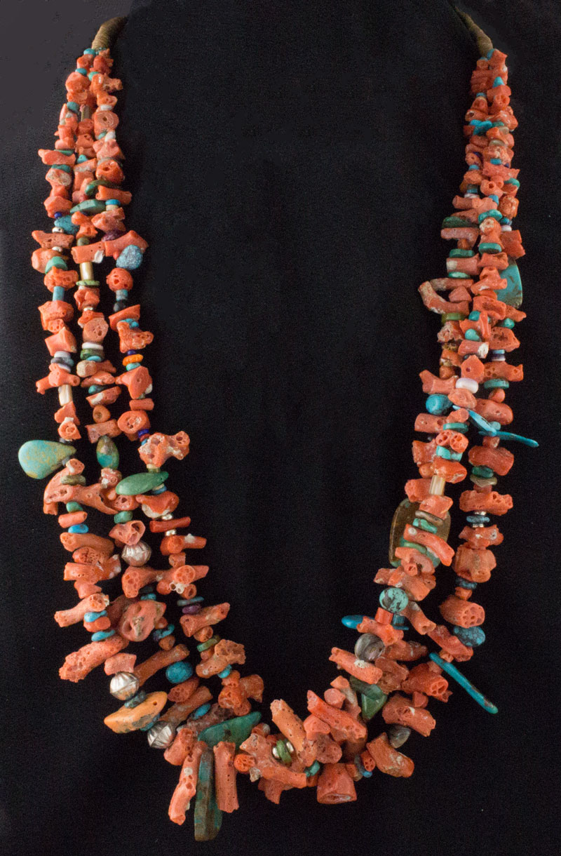 3-Strand Natural Mediterranean Branch Coral Nugget Necklace