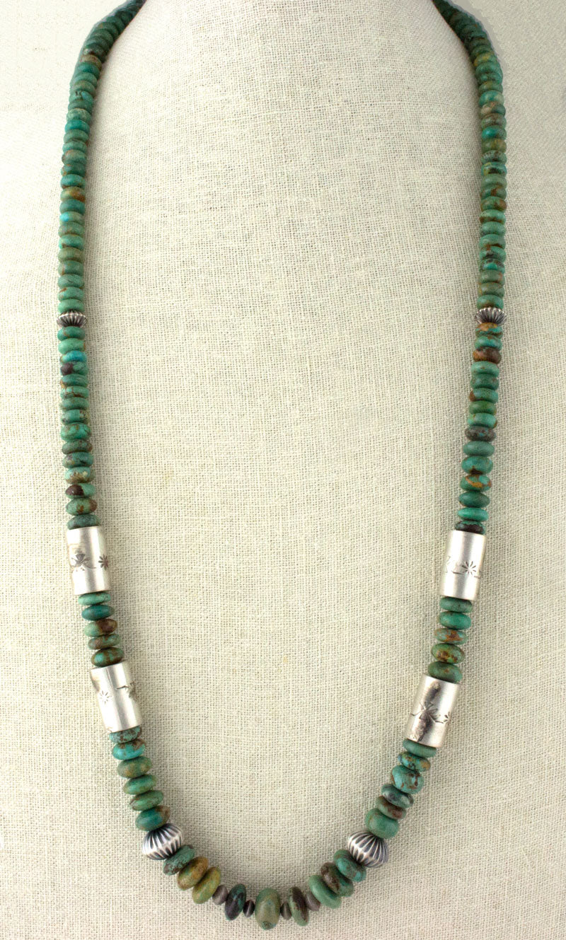 Hummingbird Turquoise & Silver Bead Necklace