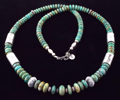 Hummingbird Turquoise & Silver Bead Necklace