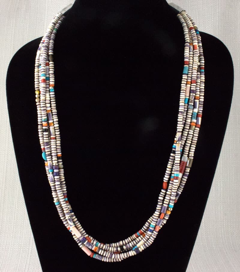 5-Strand Natural Wampum Bead Necklace