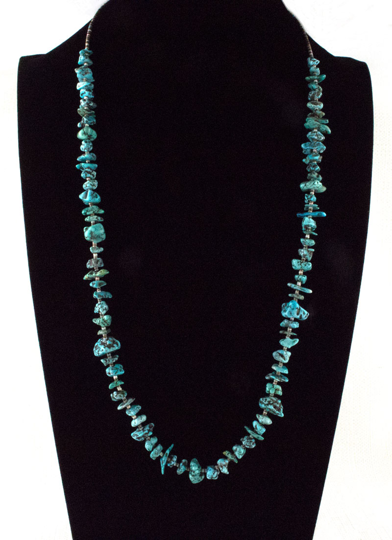 Natural Lone Mountain Turquoise Nugget Necklace