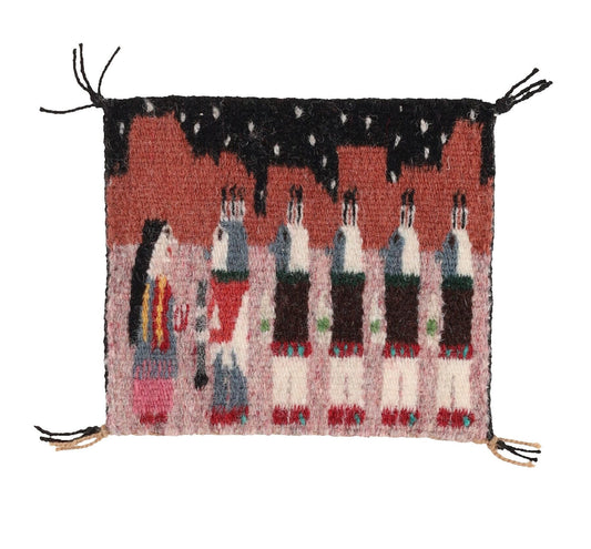 Miniature Yei Bi Chei Handwoven Navajo Rug