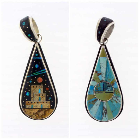 Pendentif Micro Inlay Multi-Couleur Réversible