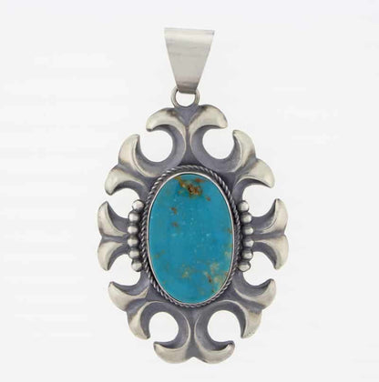 Sandcast Natural Kingman Turquoise Pendant