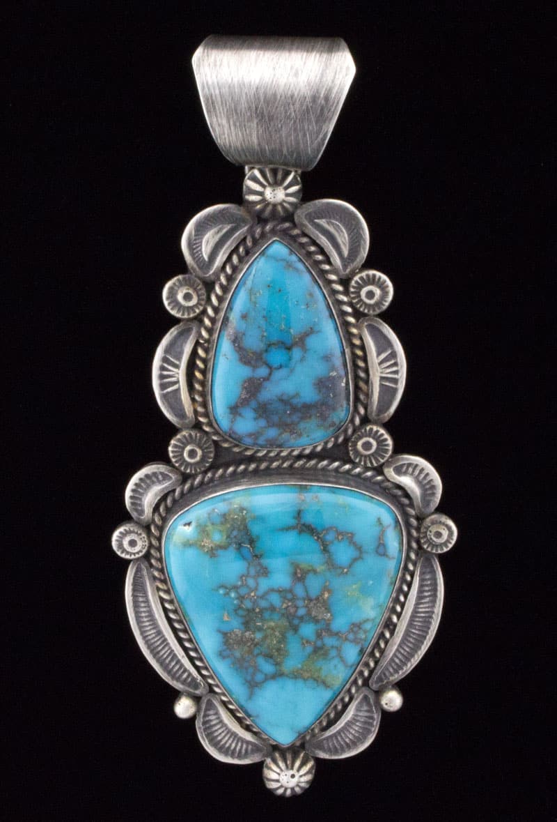 High Grade Natural Kingman Iron Mine Turquoise Pendant