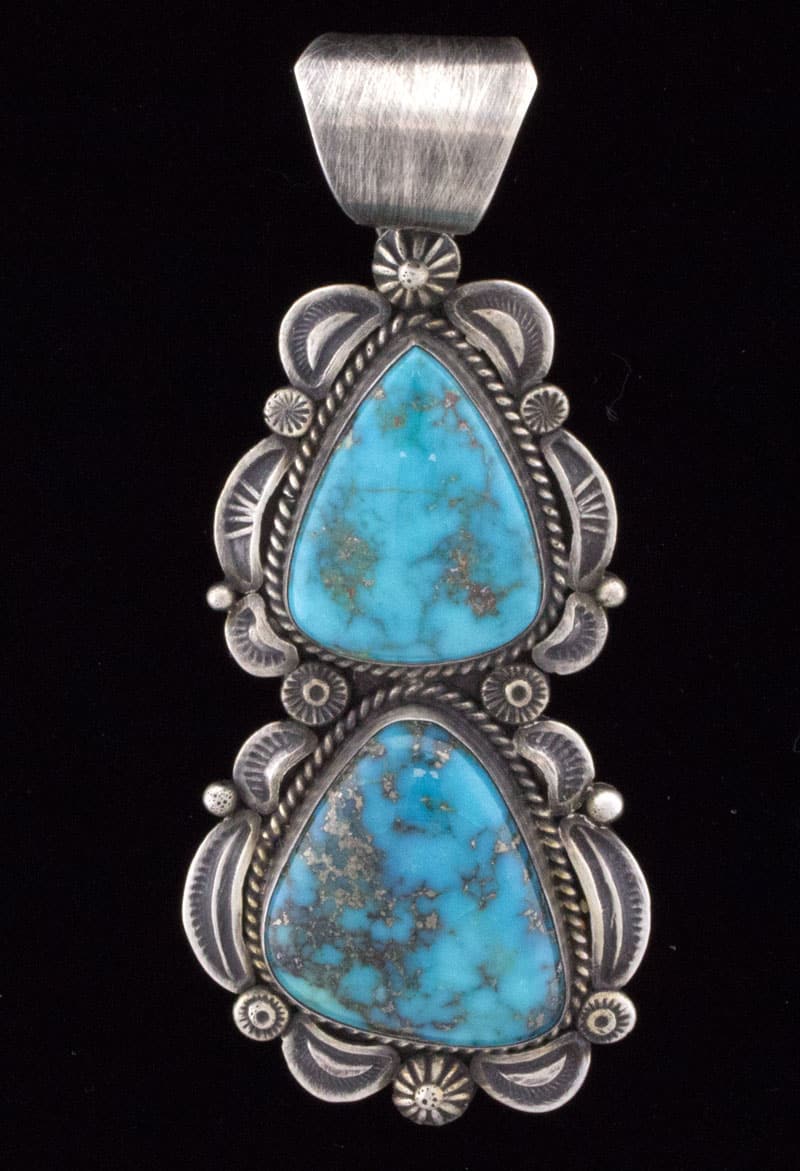 High Grade Natural Kingman Iron Mine Turquoise Pendant