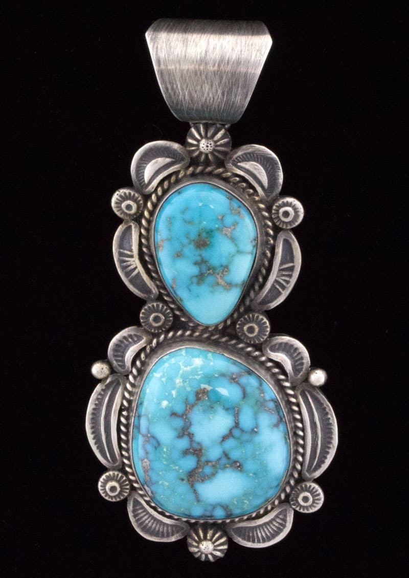 High Grade Natural Kingman Iron Mine Turquoise Pendant