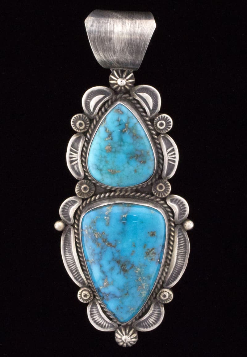 High Grade Natural Kingman Iron Mine Turquoise Pendant