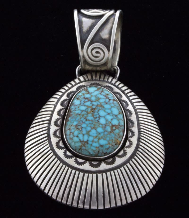 Pendentif Shadowbox en turquoise Kingman Birdseye naturel