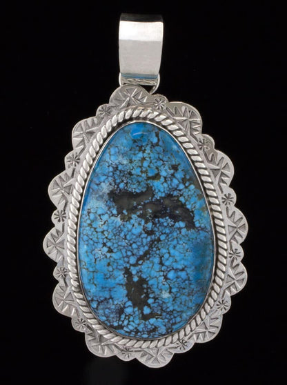 Kingman Black Web Turquoise Pendant