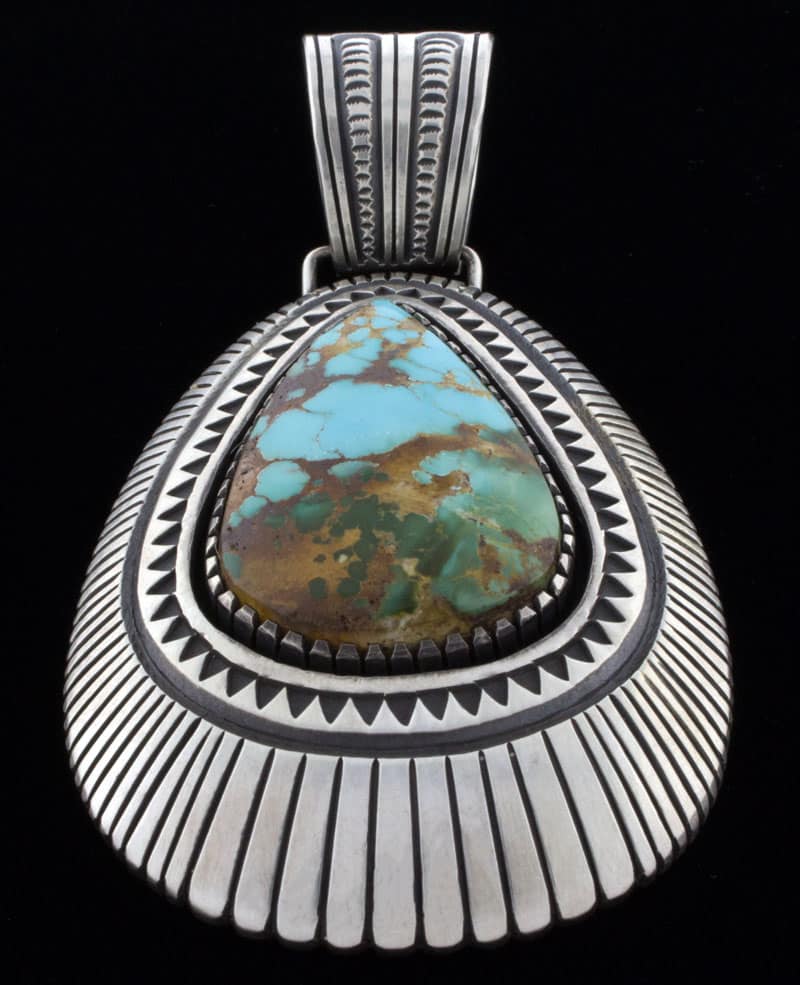 Pendentif Shadowbox en turquoise dorée du Sonoran