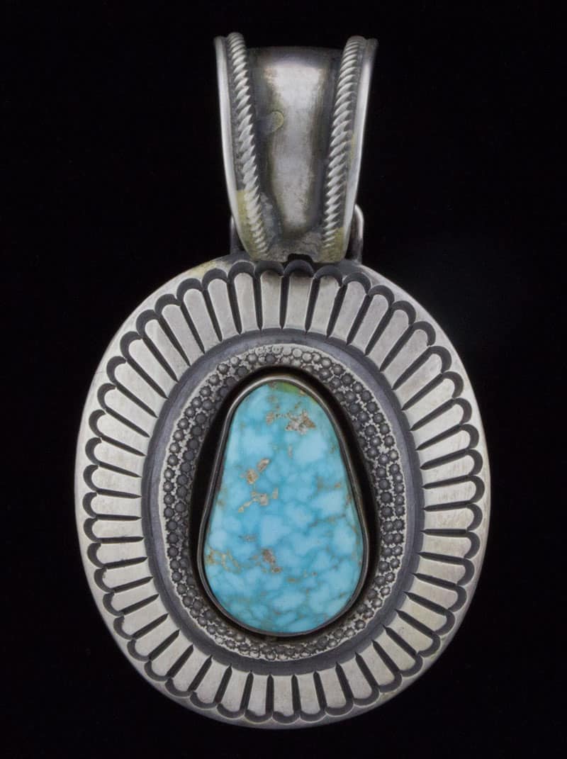 Pendentif Shadowbox en turquoise Kingman Birdseye naturel