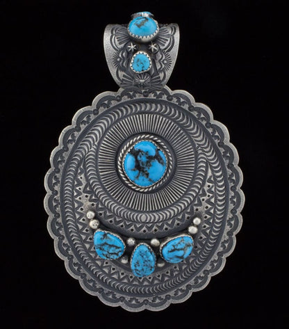 Kingman Turquoise Concho Style Pendant