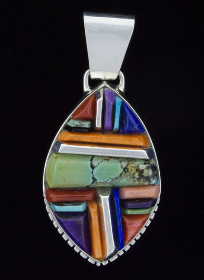 Multi-Color Raised Cobblestone Inlay Pendant