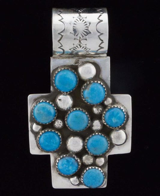 Natural Kingman Turquoise Cross Cluster Pendant