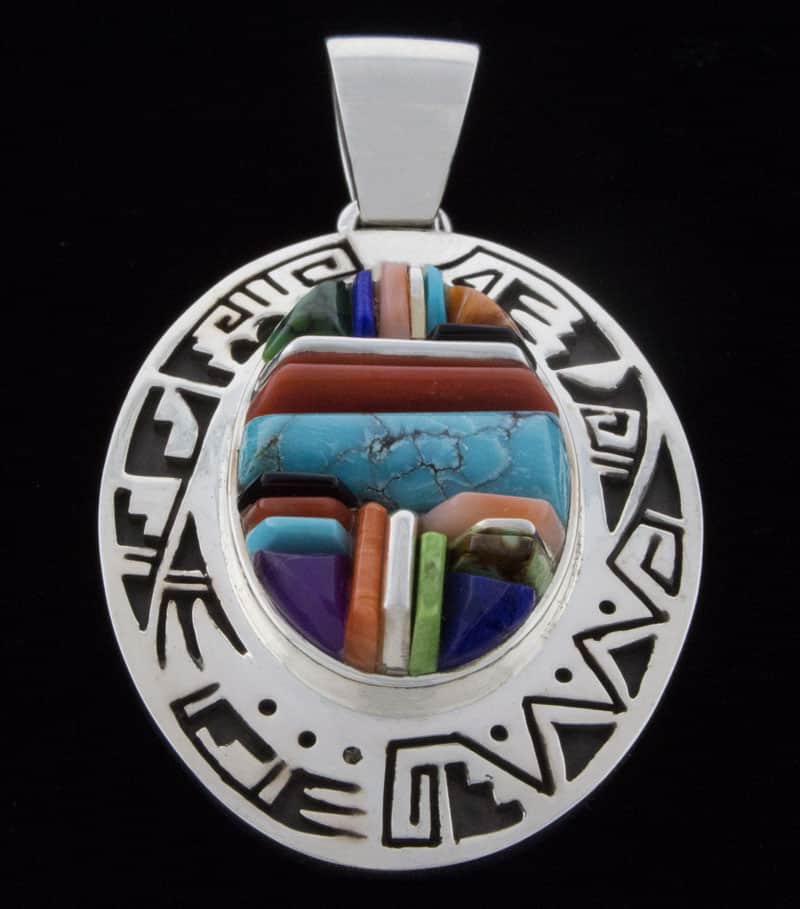 Multi-Color Raised Cobblestone Inlay Pendant