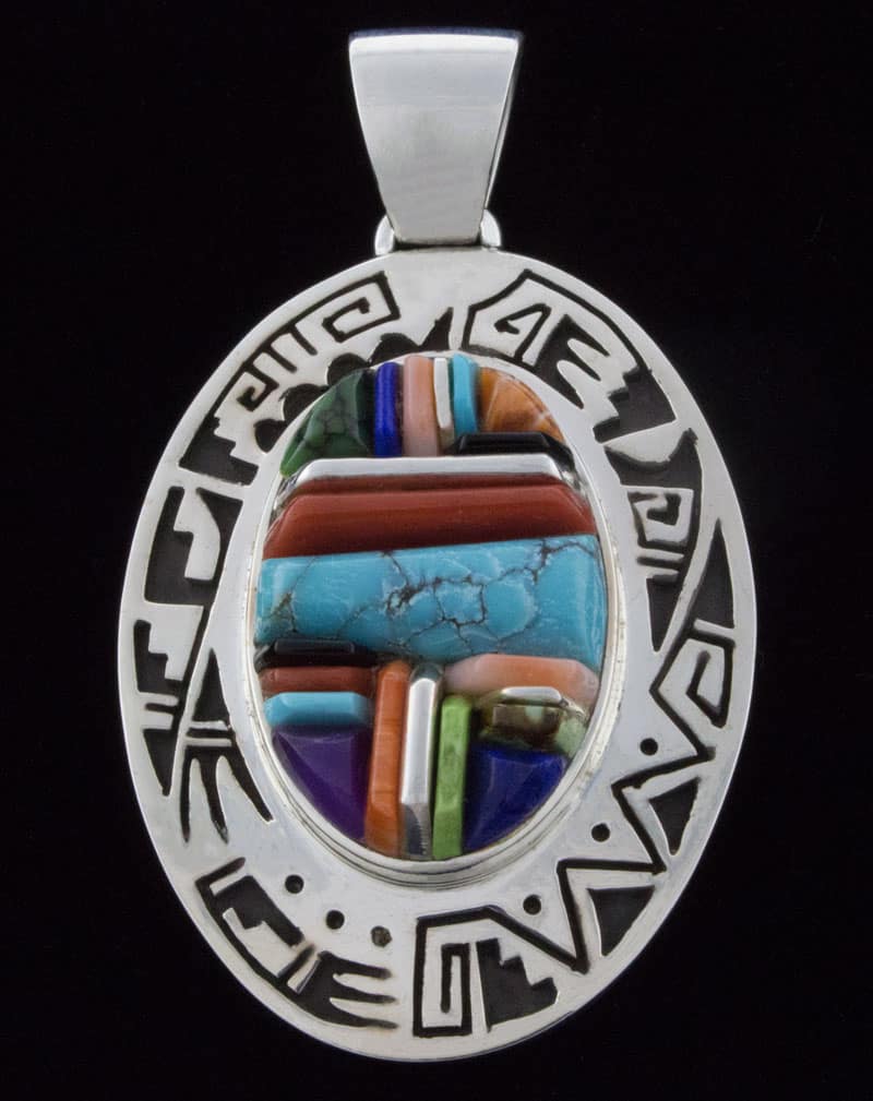 Multi-Color Raised Cobblestone Inlay Pendant