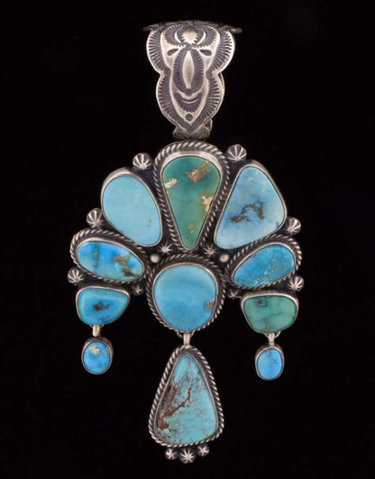 Natural Royston Turquoise Cluster Pendant