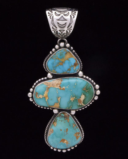 Pendentif triple empilé en turquoise naturelle de haute qualité Royston