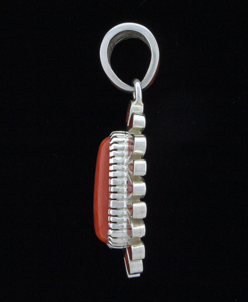 High Grade Natural Mediterranean Coral Inlay Pendant