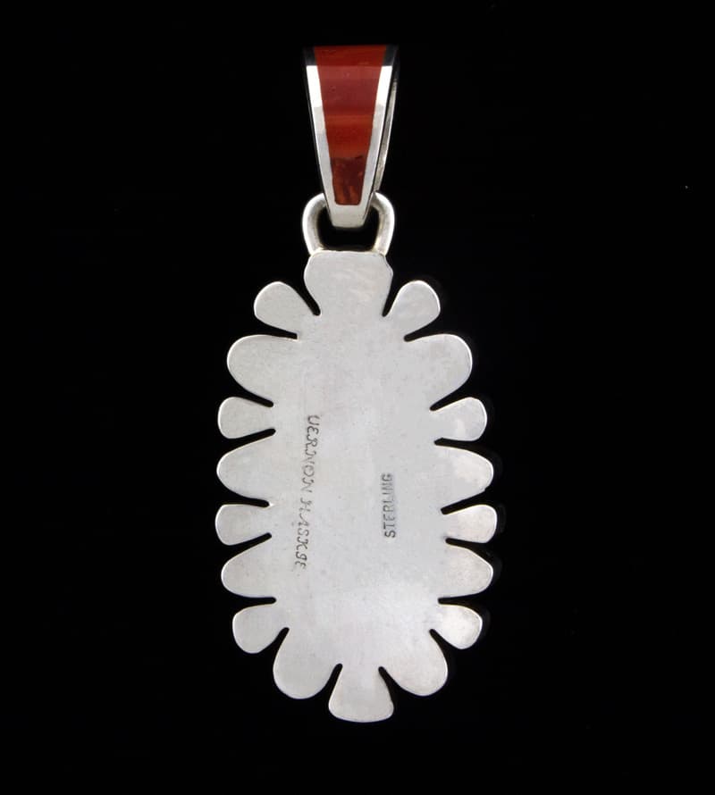 High Grade Natural Mediterranean Coral Inlay Pendant