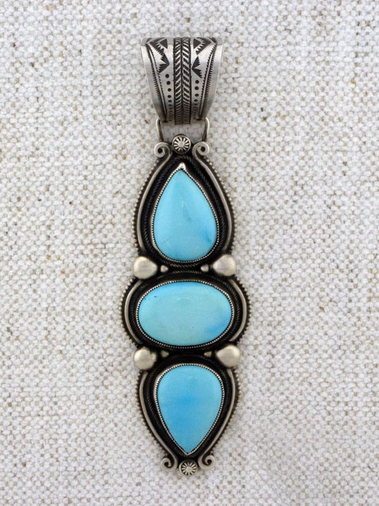 Natural Sleeping Beauty Turquoise Triple-Stacked Pendant