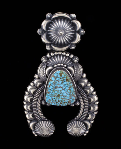 Natural Birdseye Kingman Turquoise Naja Pendant