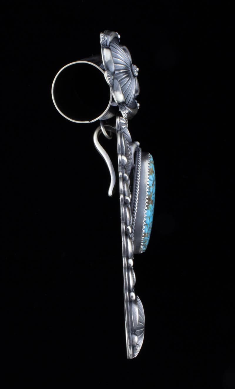 Natural Birdseye Kingman Turquoise Naja Pendant