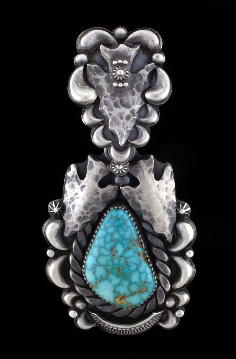 Natural Kingman Water Web Turquoise Arrowhead Pendant