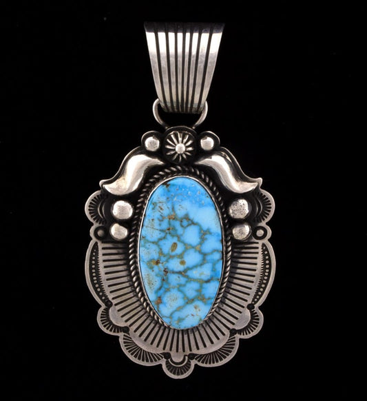 Natural Kingman Water Web Turquoise Pendant