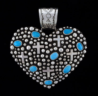 Sterling Silver Heart Shaped Pendant With Sleeping Beauty Turquoise